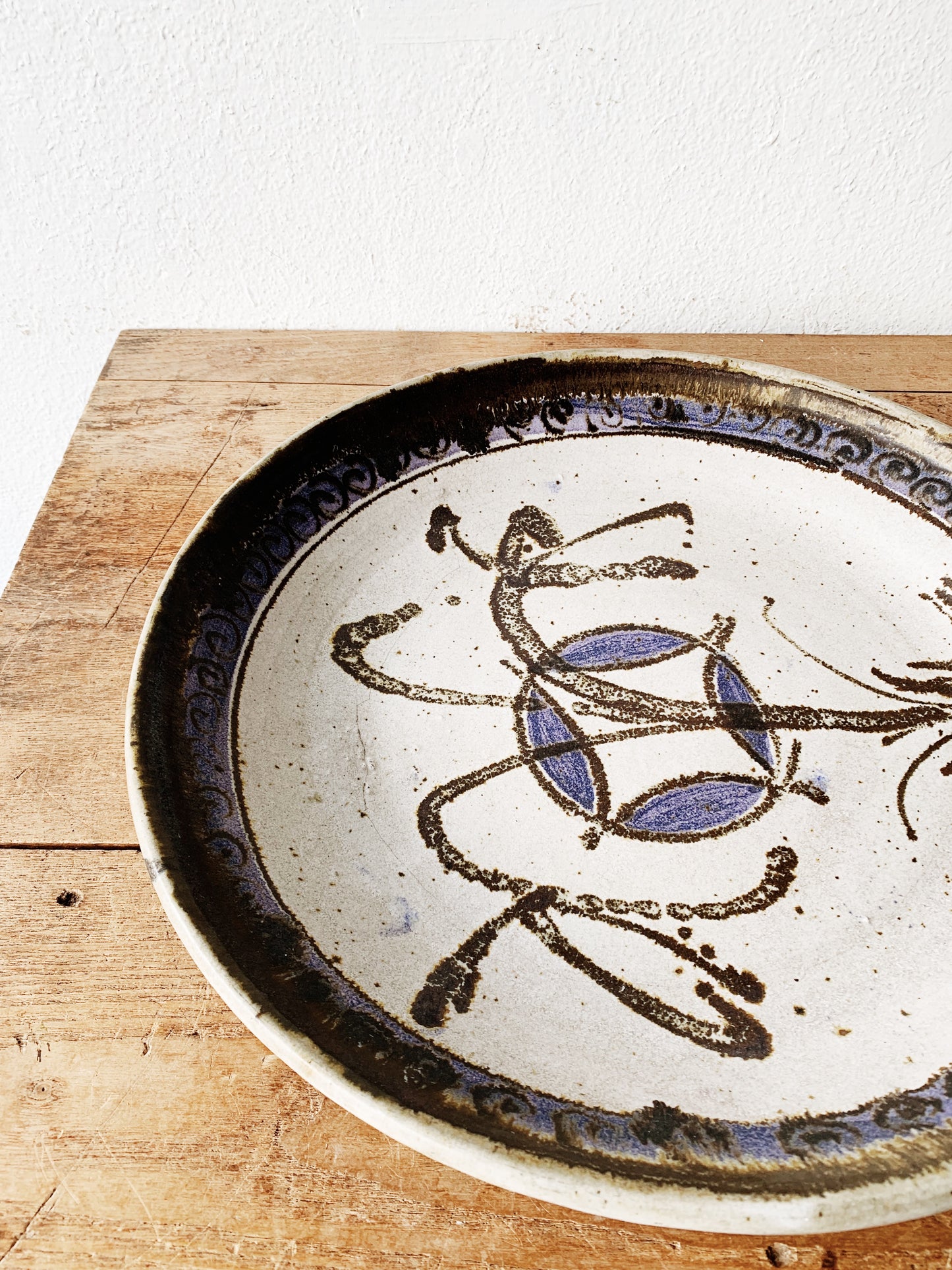 Large Vintage Handmade Pottery Platter