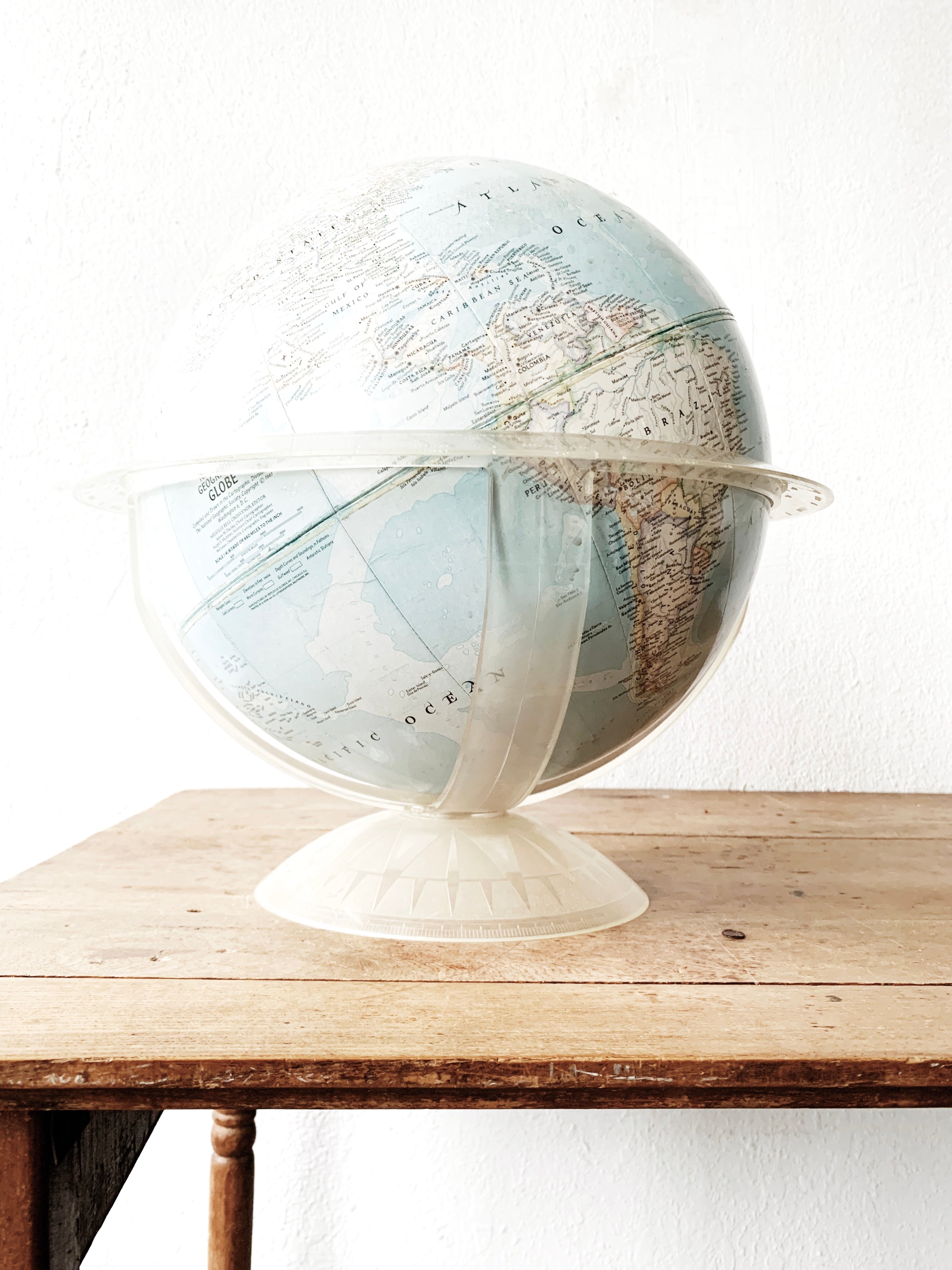 National Geographic Globe in Spinning Lucite Base