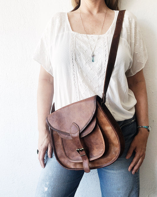 Vintage Leather Cross Body Bag