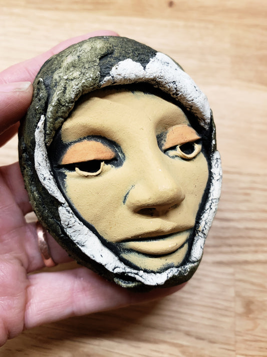 Handmade Clay Face ‘Heart in Hiding’