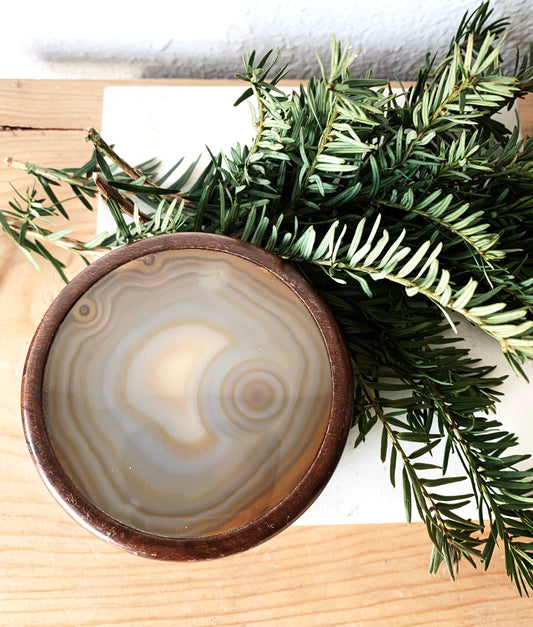 Vintage Agate and Wood Trinket Box