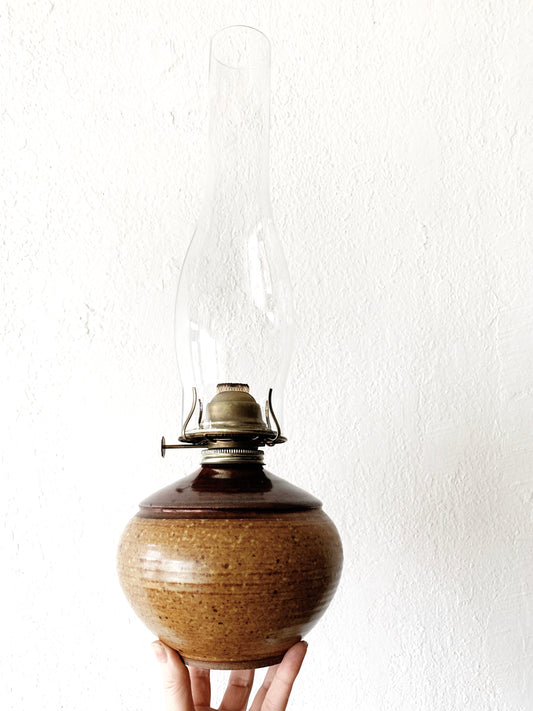 Vintage Pottery Oil Lamp