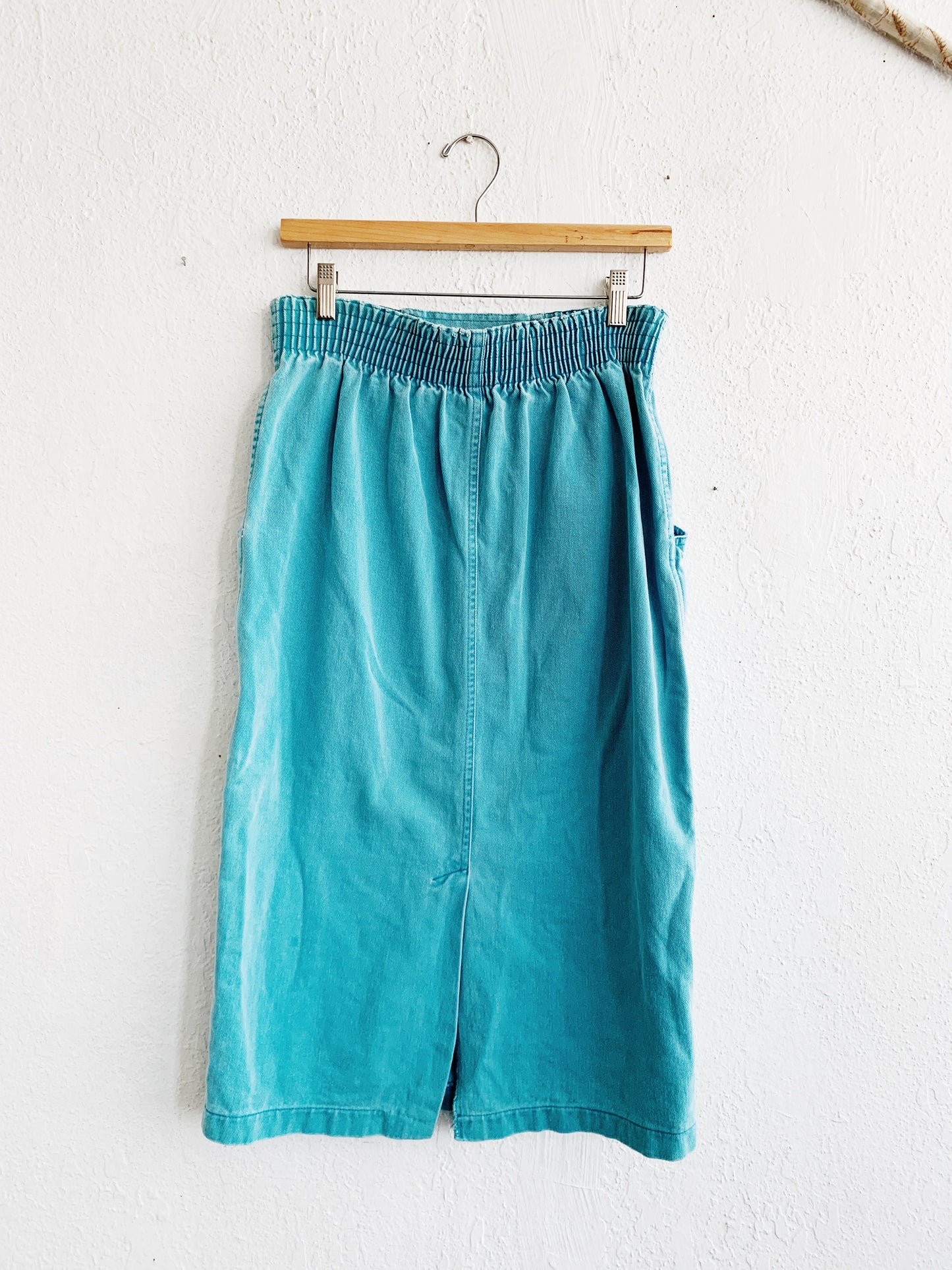 Vintage Turquoise Denim Pencil Skirt