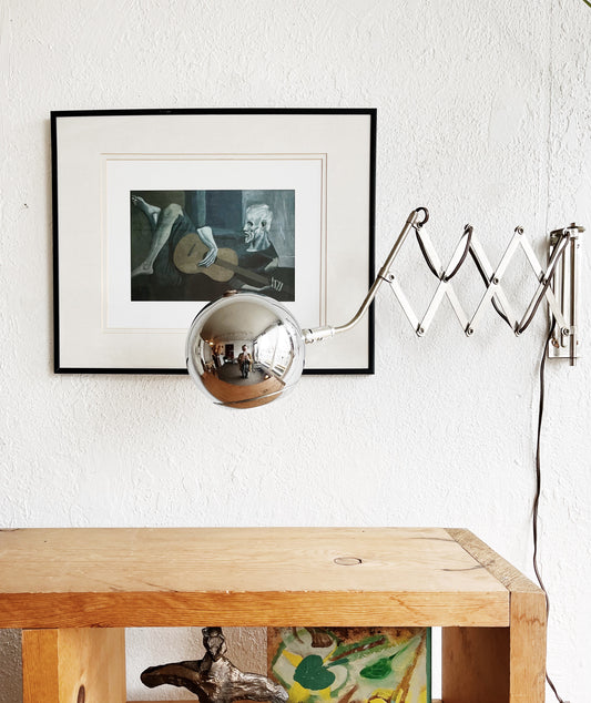 Mid Century Chrome Accordion Lamp