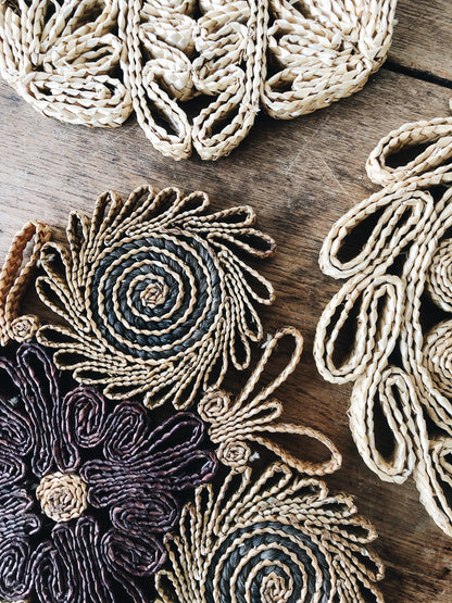 Vintage Straw Trivet Set