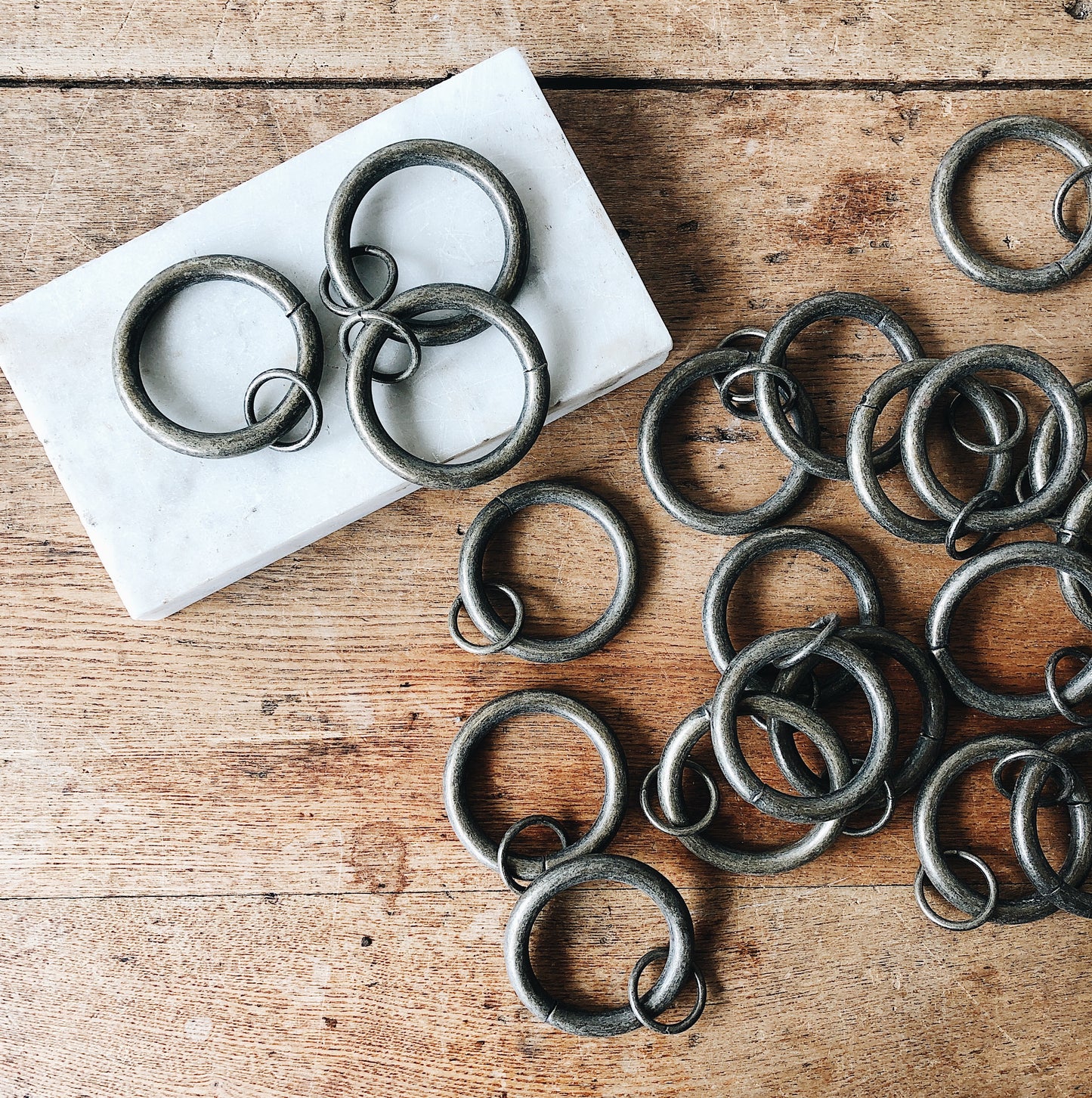 Vintage Set 10 Solid Brass Curtain Rings