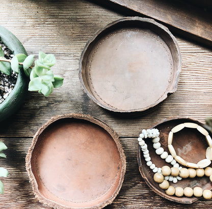 Set of Three Handmade Leather Bowls