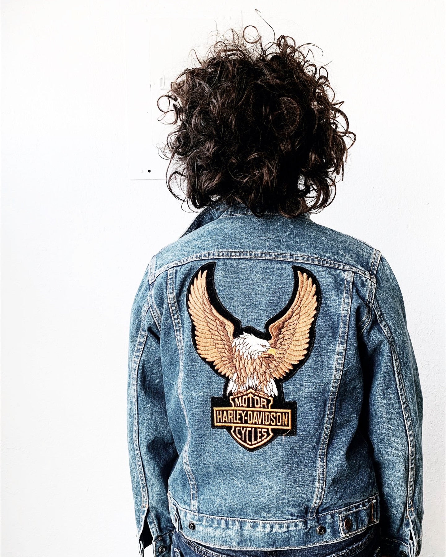 Denim Jacket with Large Harley Patch