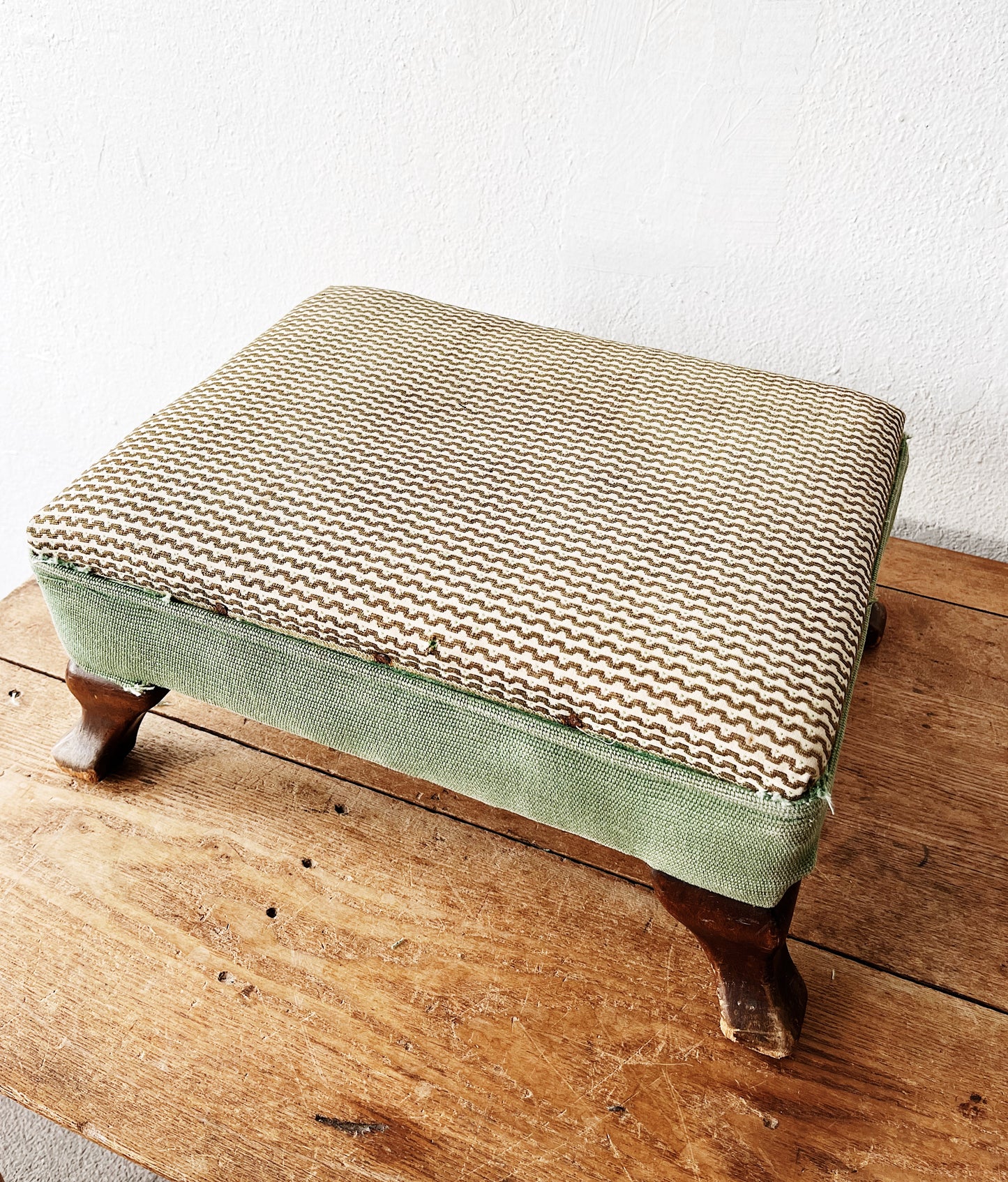 Vintage 1920s Upholstered Footstool