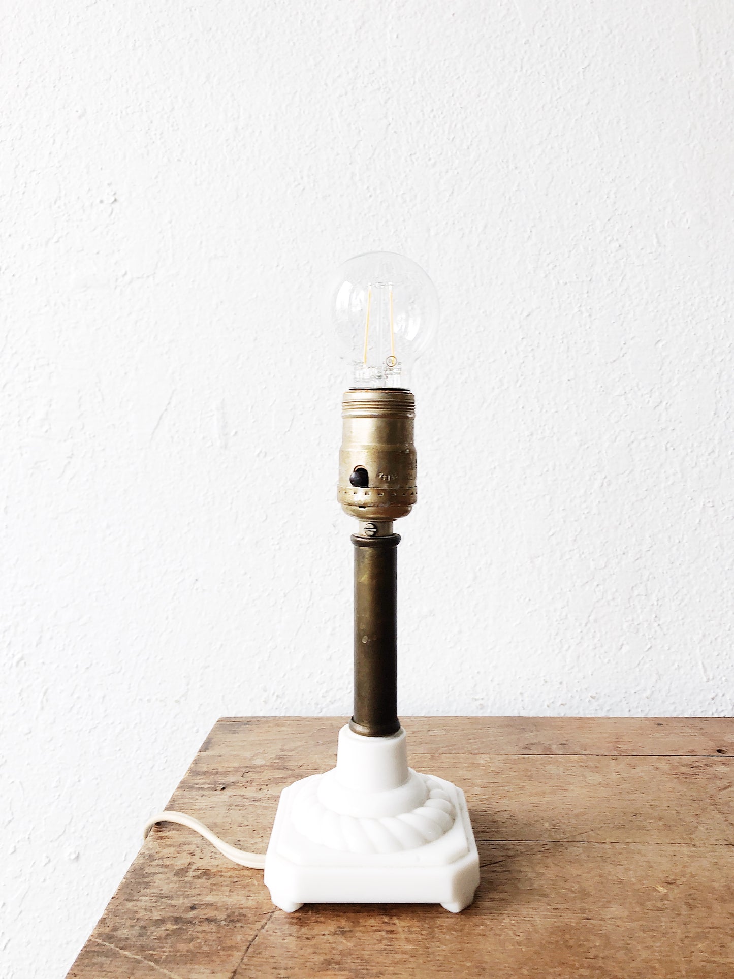 Vintage Milk Glass and Brass Lamp