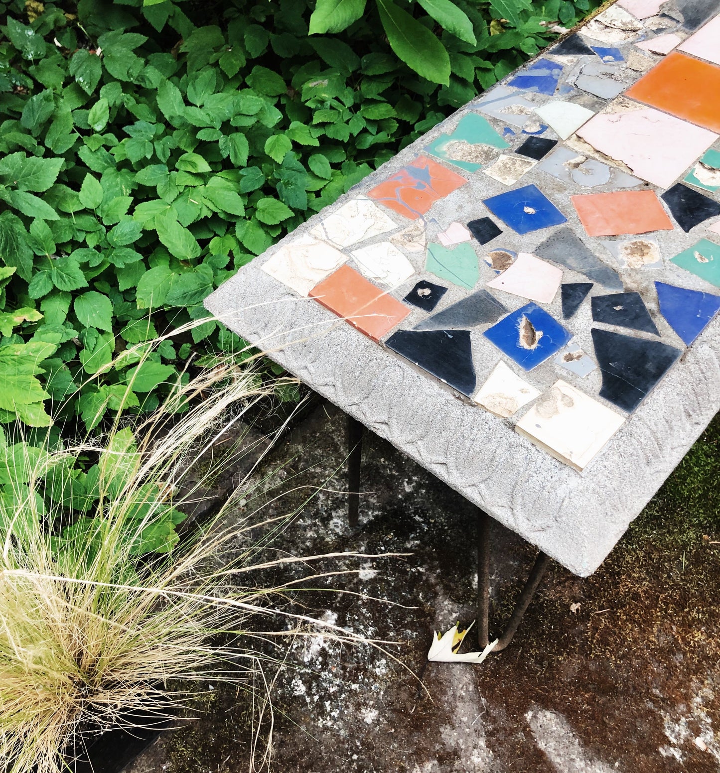 Vintage Mosaic Stone Bench