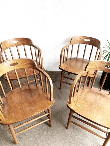 Vintage Boling Fire House Oak Captains Chairs Set of Four