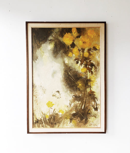 Vintage Mid Century Dietrich Grunwald Floral Serigraph