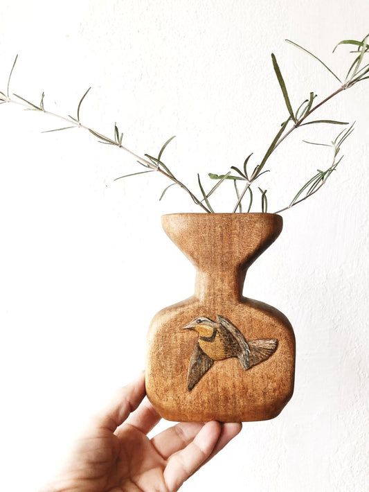Handmade Vintage Wood Vase