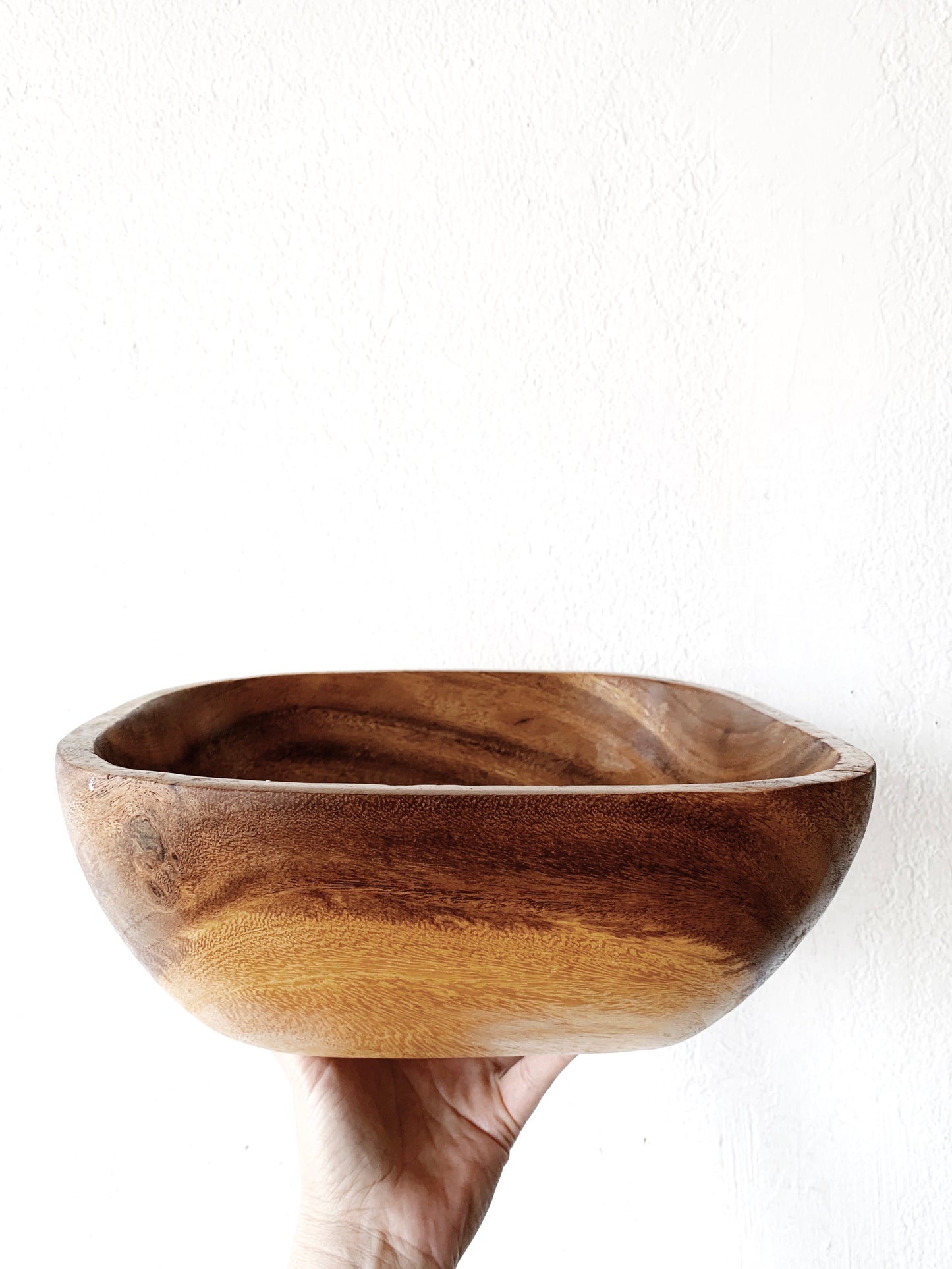Vintage Square Wood Salad Bowl