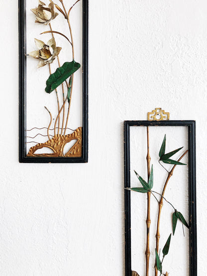 Mid Century Floral Metal Art