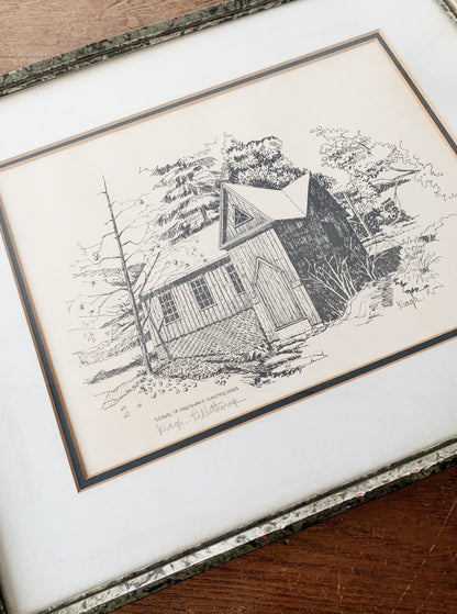 Vintage School of Philosophy Pen and Ink Drawing