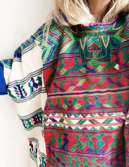 Vintage Embroidered Huichol Tunic
