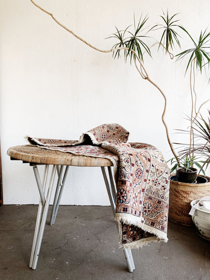 Large Wicker Table with Folding Aluminum Legs