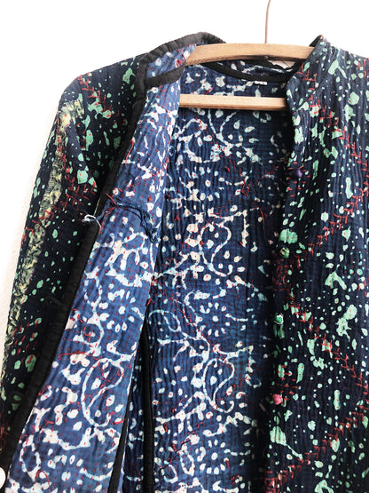 Fitted Quilted Splatter Coat