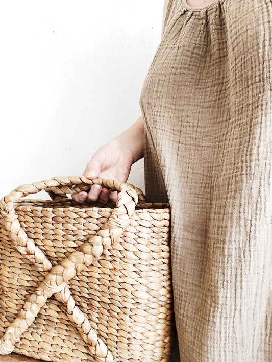 Vintage Chunky Straw Tote