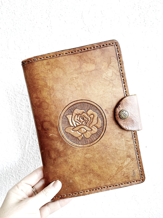 Vintage Embossed Leather Journal/ Organizer