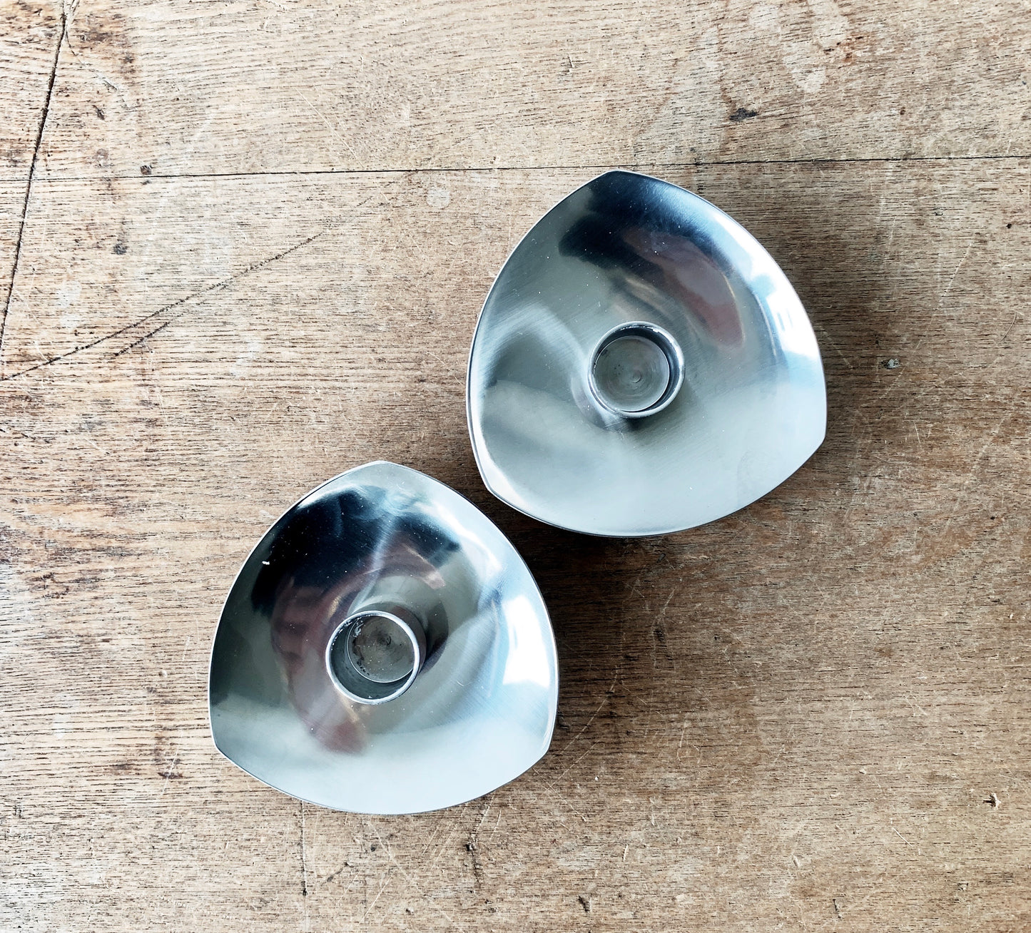 Mid Century Danish Stainless Steel Candle Holders
