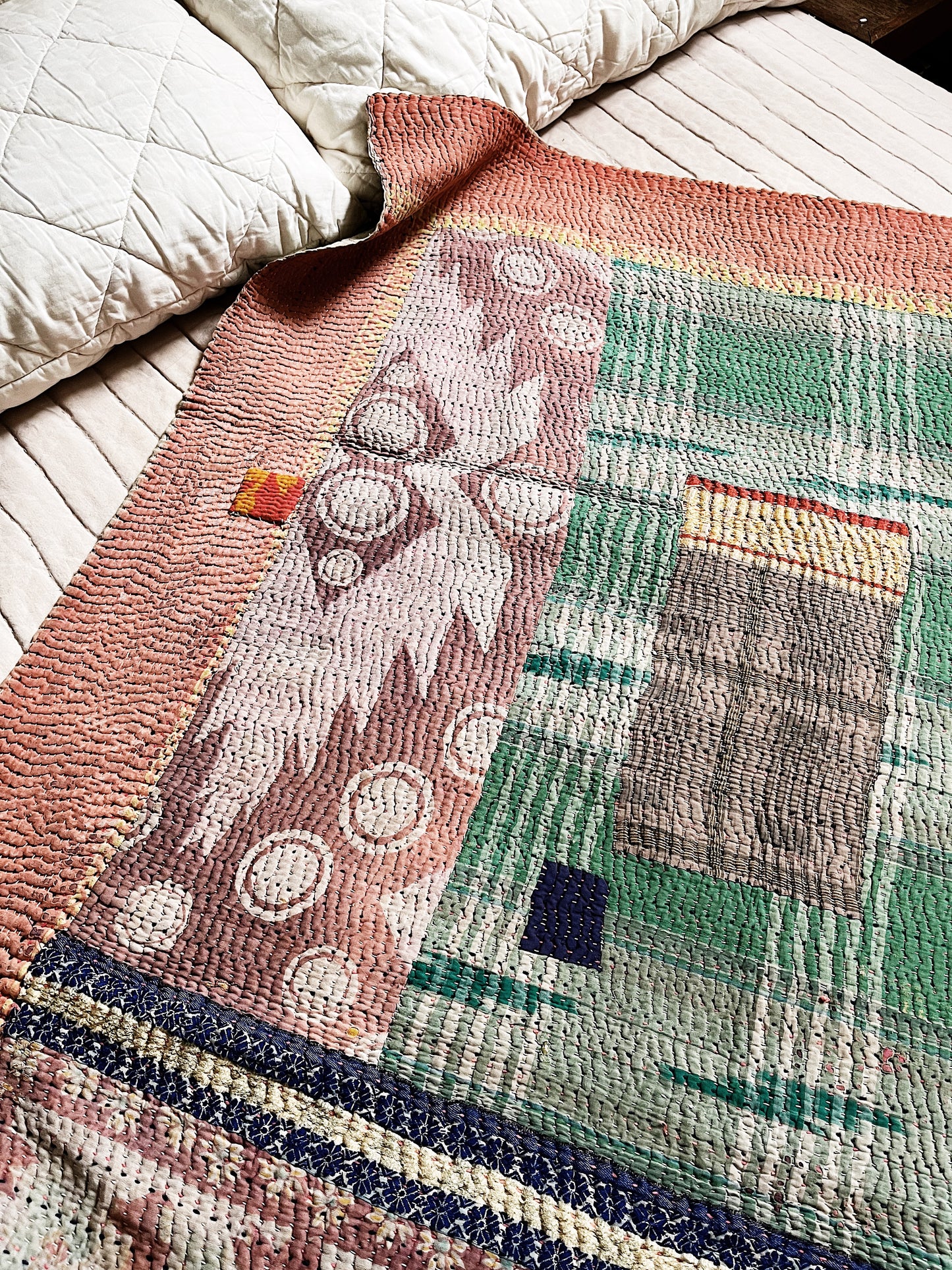 Handmade Cotton Kantha Quilt