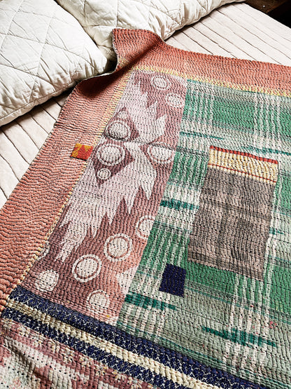 Handmade Cotton Kantha Quilt