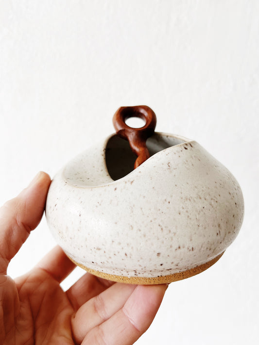 Handmade Ceramic Salt Cellar and Spoon