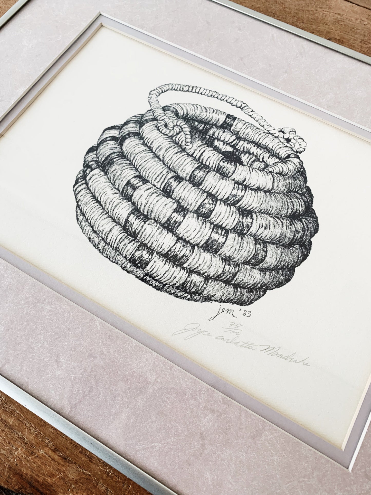 Vintage Framed Charcoal Drawing