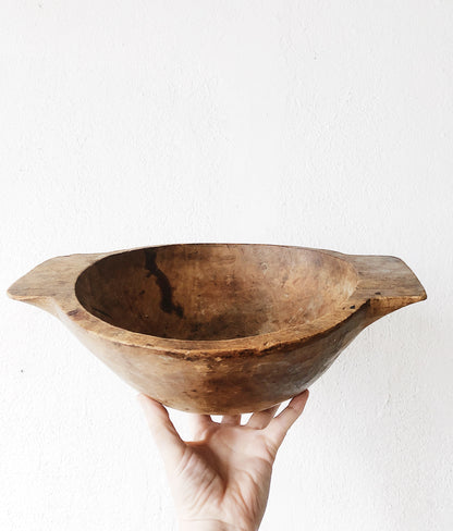 Antique Dough Bowl with Handles