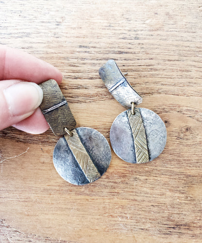 Vintage Mixed Metal M. Baer Earrings