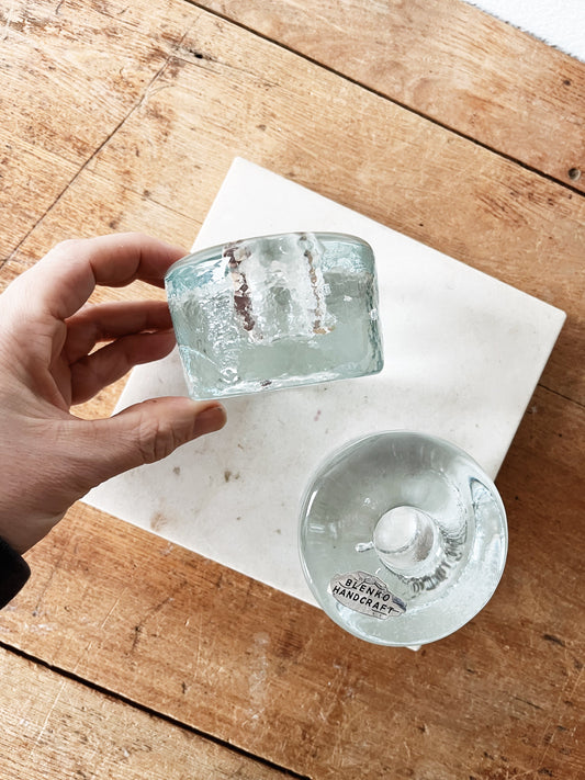 Vintage Blenko Ice Cube Candleholders