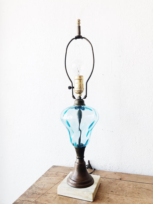 Antique Blue Glass Lamp