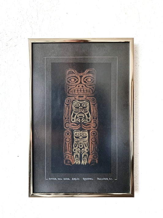 Mother and Bear Original Brass Rubbing