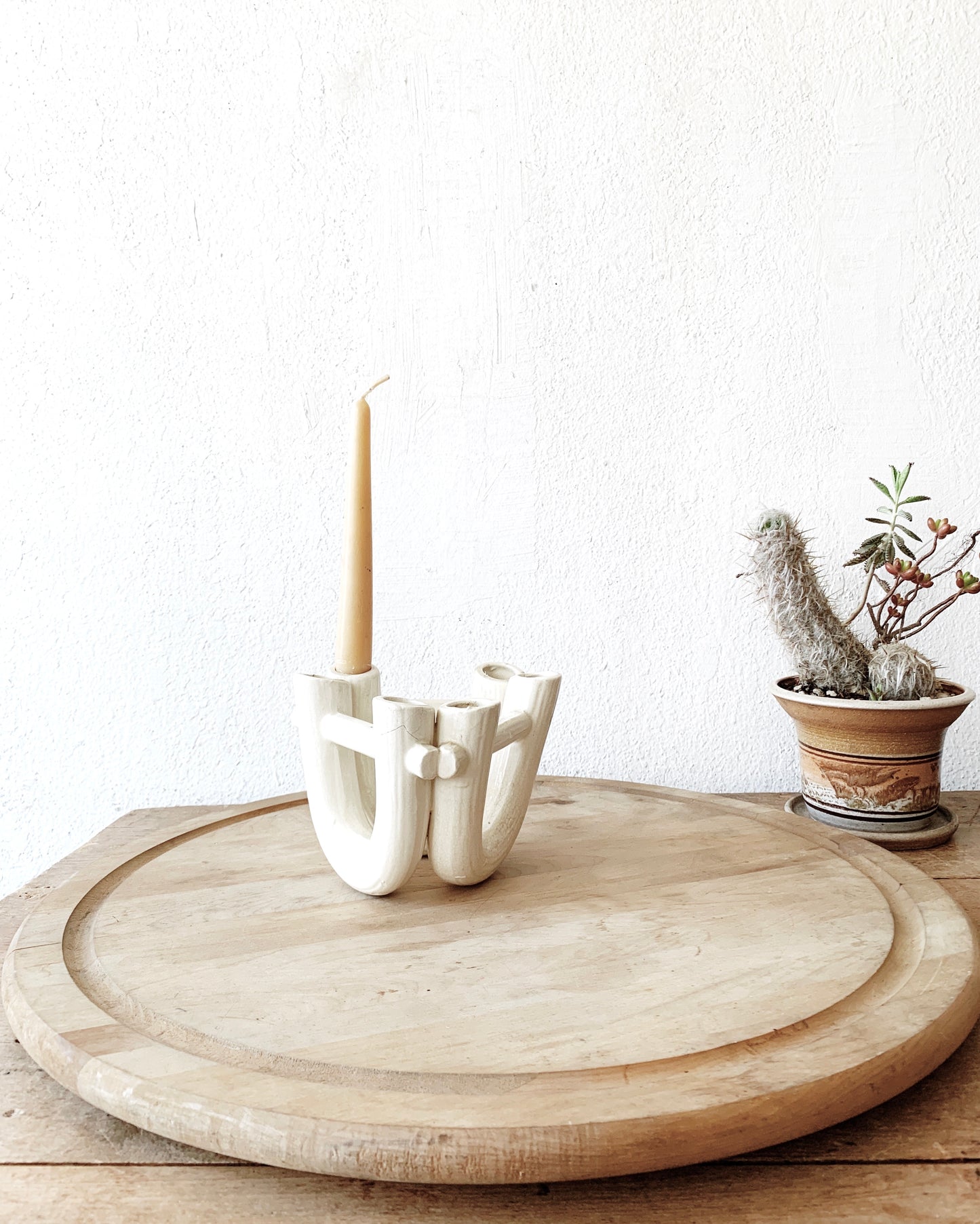 Large Vintage Natural Wood Lazy Susan