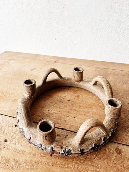 Handmade Vintage Stoneware Candelabra