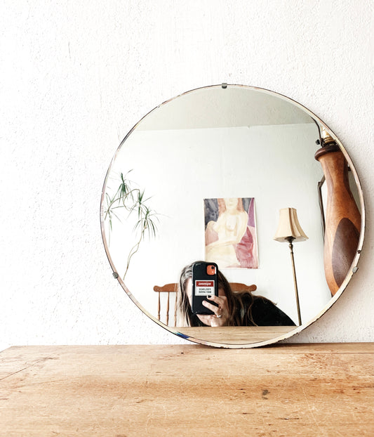 Vintage Round Beveled Mirror