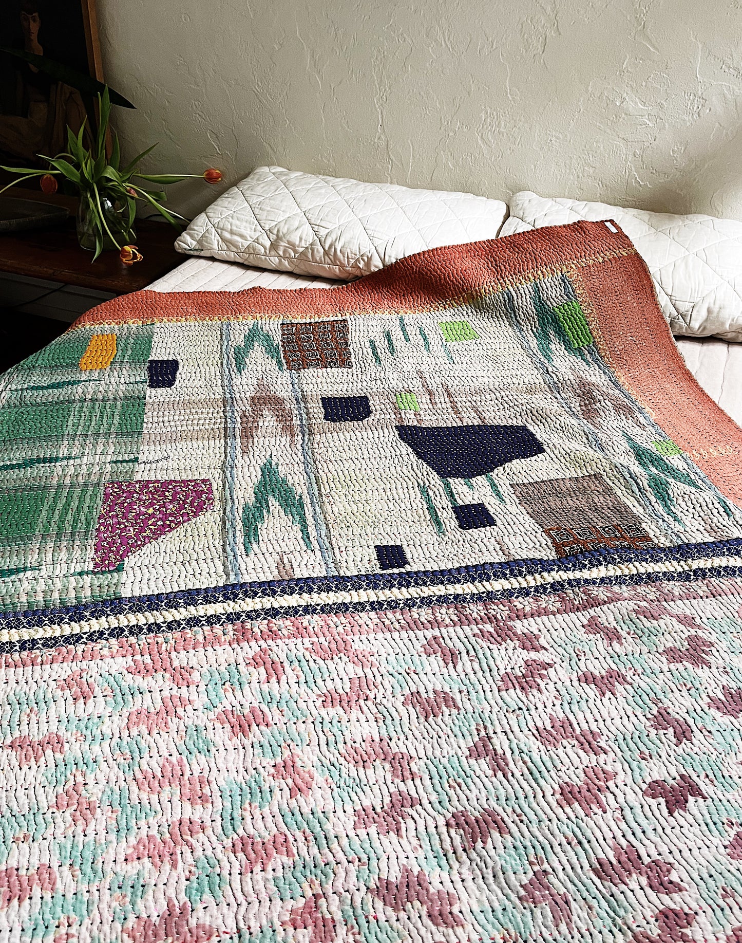 Handmade Cotton Kantha Quilt