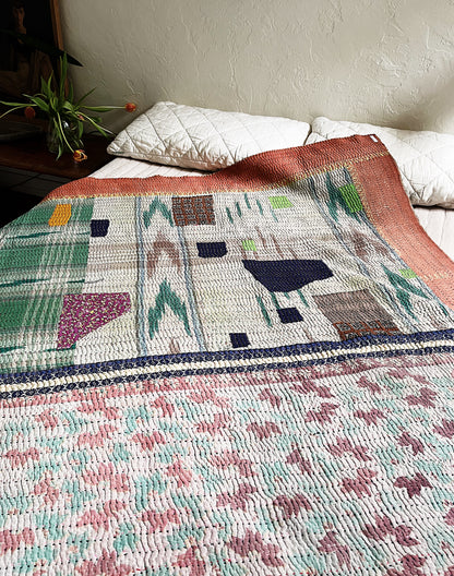 Handmade Cotton Kantha Quilt