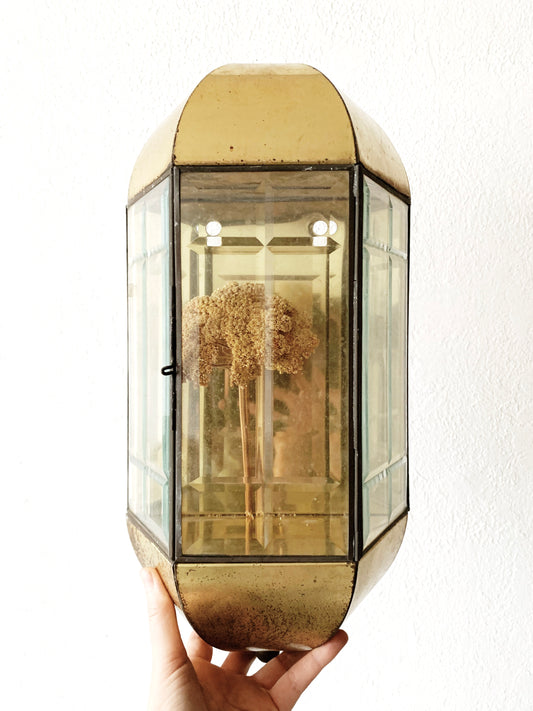 Large Vintage Leaded Glass Wall shelf
