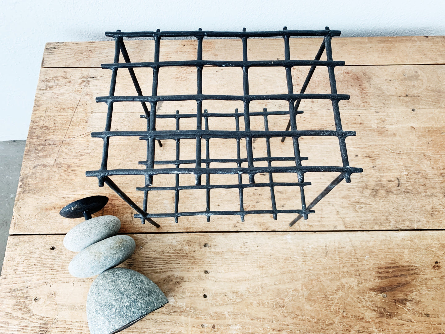 Brutalist Style Iron Grid Shelf