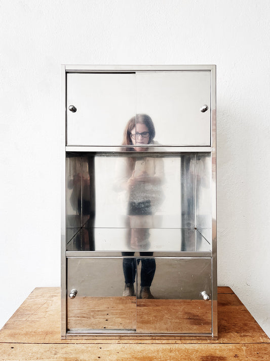 Mid Century Stainless Steel Wall Cupboard