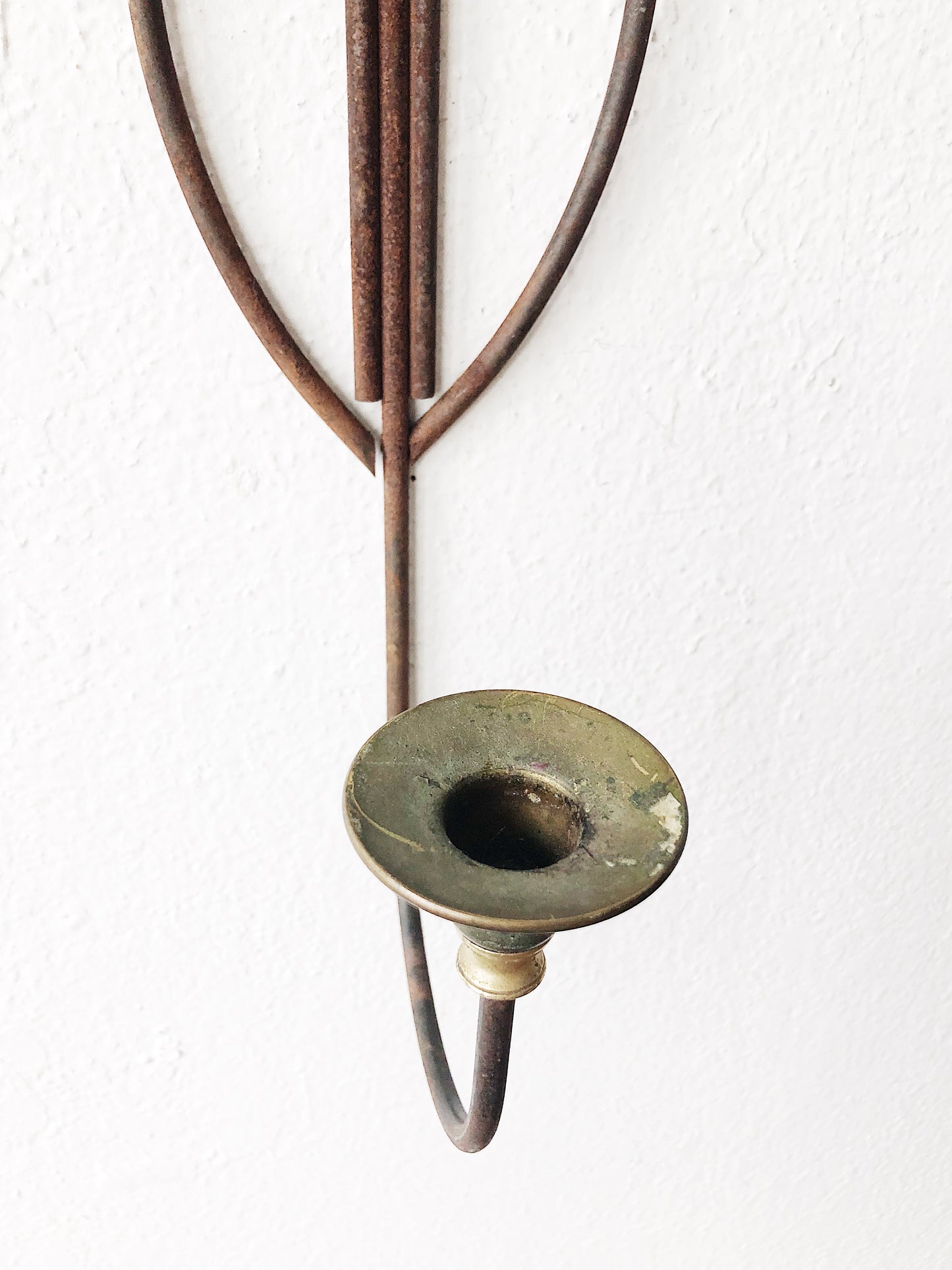 Vintage Metal Candle Sconce and Beeswax Tapers