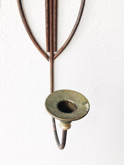Vintage Metal Candle Sconce and Beeswax Tapers