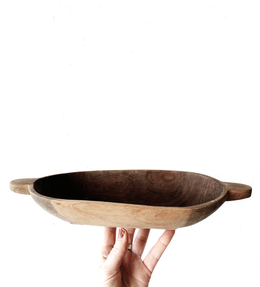 Natural Carved Wood Bowl
