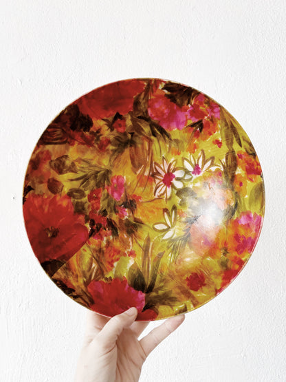 Mid Century Floral Fiberglass Serving Bowl