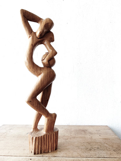 Large Vintage Carved Wood Sculpture