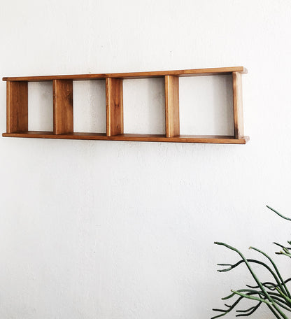 Long Wood Cubby Shelf